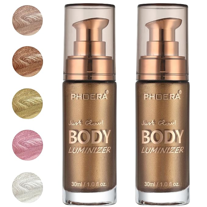 PHOERA Body Luminizer Highlighter, Waterproof Moisturizing and Glow For Face & Body, Face Body Glow Illuminator (2PCS 103 Glistening Bronze)-BrightBean Baby