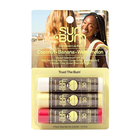 Sun Bum SPF 30 Sunscreen Lip Balm | Vegan and Cruelty Free Broad Spectrum UVA/UVB Lip Care with Aloe and Vitamin E for Moisturized Lips | Variety Pack |.15 oz-BrightBean Baby