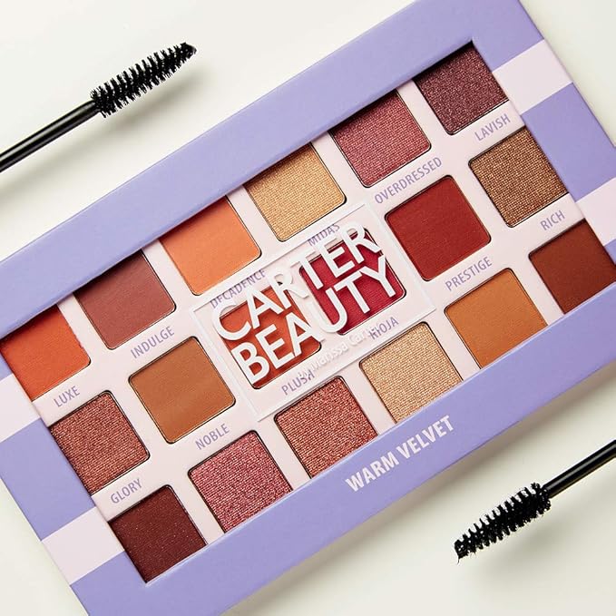 Carter Beauty by Marissa Carter 18 Shade Eyeshadow Palette | Long Lasting Eye Shadow Makeup | Shimmer & Matte Vibrant Colors (Warm Velvet)-BrightBean Baby