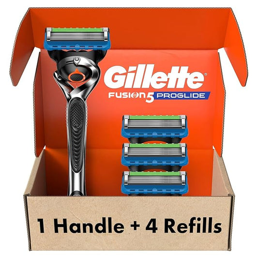 Gillette Fusion ProGlide Razor for Men, Handle + 4 Blade Refills-BrightBean Baby