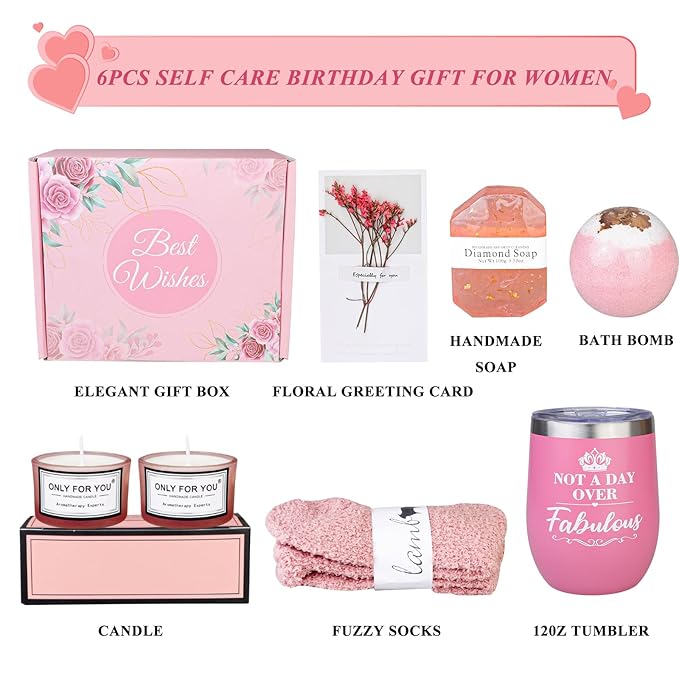 Birthday Gifts for Women - Gift baskets for Women Happy Birthday Gift for Women Friendship Ideas, Spa Self Care Gift for Her Sis Wife Home Bath and Body Works Care Package-BrightBean Baby