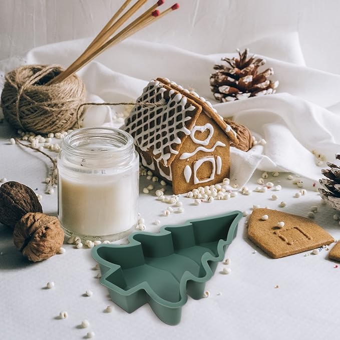 Operitacx Christmas Tree Cake Mold, Non-Stick Christmas Tree Cake Pan Silicone Mold for Cake, Baking Mold for Cake Candy Xmas Holiday Baking Supplies (8.2x10.6inch)