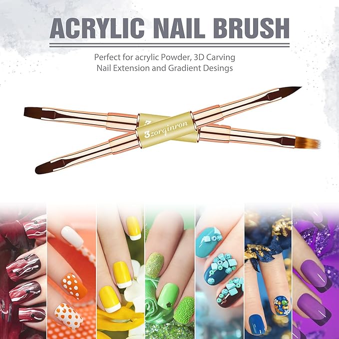 Nail Art Brushes for Nail Art, Professional 5Pcs Double-Ended Acrylic Nail Brush Set for Details, Long Lines, Ombre & 3D Design-Perfect for DIY Manicures & Salons (Gold)-BrightBean Baby