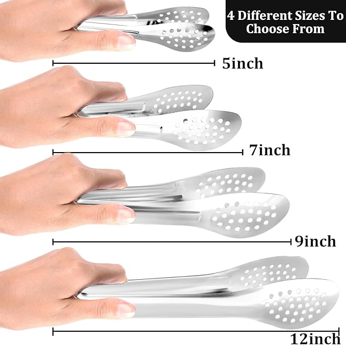 Serving Tongs, Kitchen Tongs,Buffet Tongs, XEVOM Stainless Steel Food Tong Serving Tong,small tongs, Serving Utensils (9 Inch)
