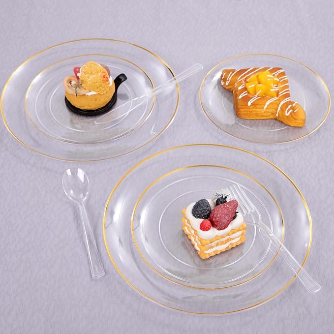 EI 360pcs Clear Plastic Silverware,Plastic Forks and Spoons,Plastic Silverware Heavy Duty,Clear Silverware Disposable include 120pcs Forks,120pcs Spoons and 120pcs Knives for Party,Picnic