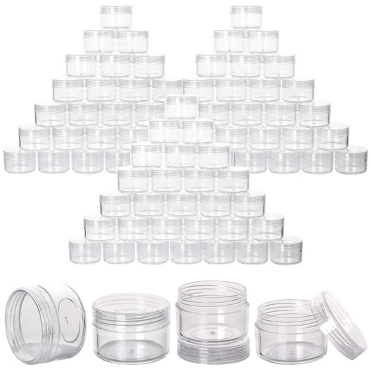 100 Count Refillable Sample Containers with Lids Cosmetic Jars 15 Gram Empty Cream Jars Leak Proof Makeup Containers for Traveling - Clear-BrightBean Baby