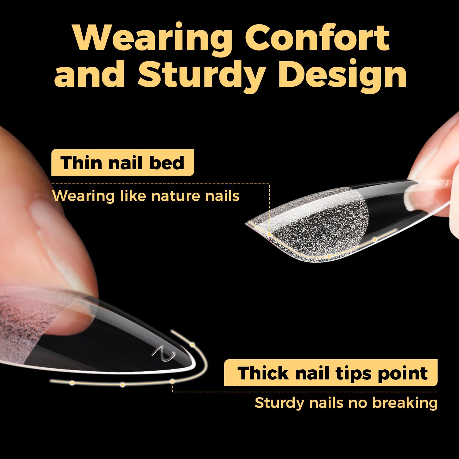 UNA GELLA Halloween Long Stiletto Gel Nail Tips, 600Pcs Pre Etched Long Stiletto Almond Nail Tips Clear Fake Nails Press on Nails No C Curve for DIY Art Salon at Home 12 Sizes-BrightBean Baby