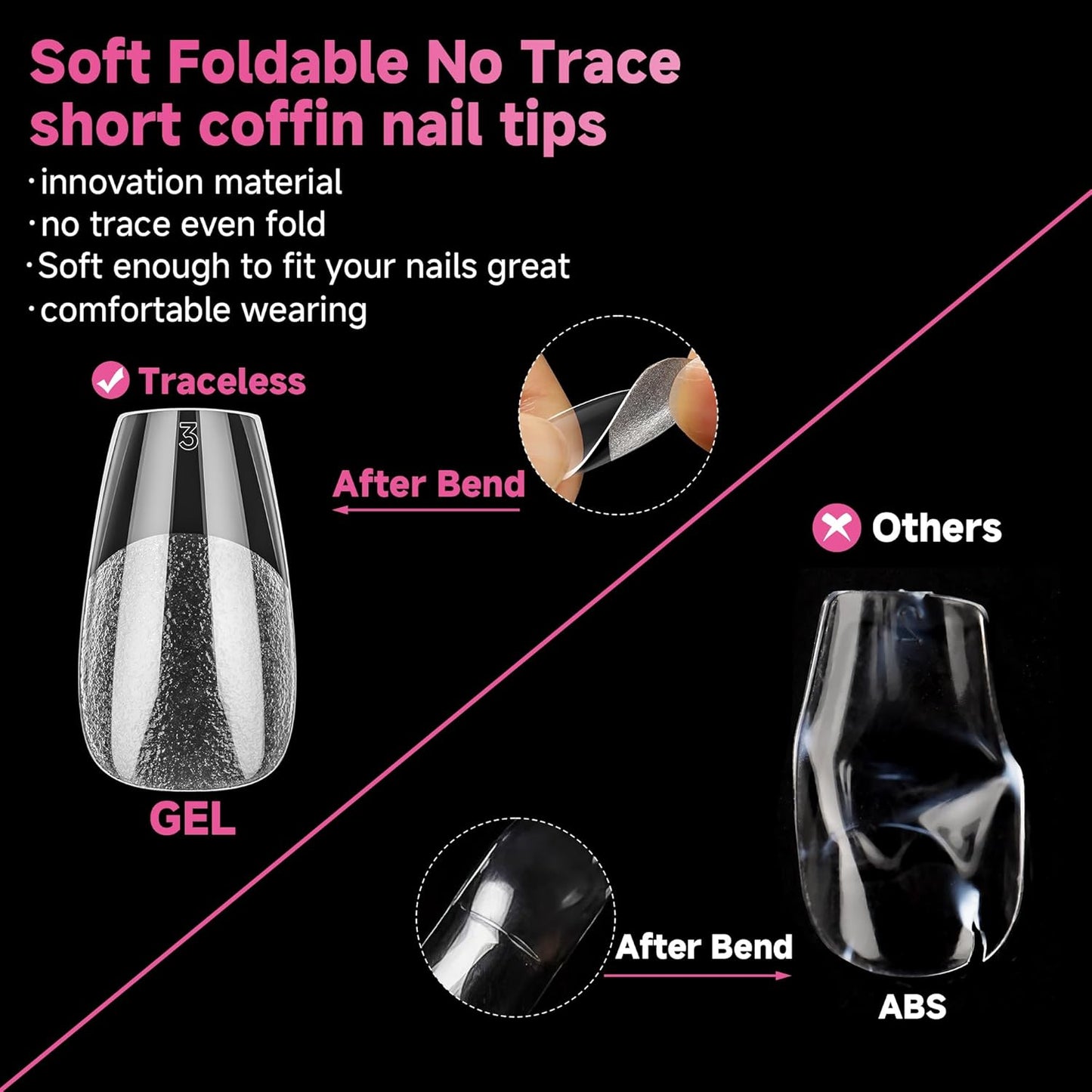 UNA GELLA Short Coffin Nail Tips, 312pcs Short Coffin Gel Nails Tips Pre-shape Half Matte Fake Nails 12 Sizes Full Cover Press on Nails for Acrylic Nail Extension DIY Salon at Home-BrightBean Baby