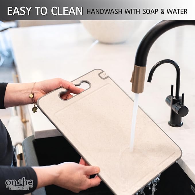 304 Stainless Steel Cutting Board – Double-Sided Kitchen Chopping Board with Wheat Straw PP, Built-in Knife Sharpener, Juice Grooves, Garlic & Ginger Grater, Handle – 14.37 x 9.84 in