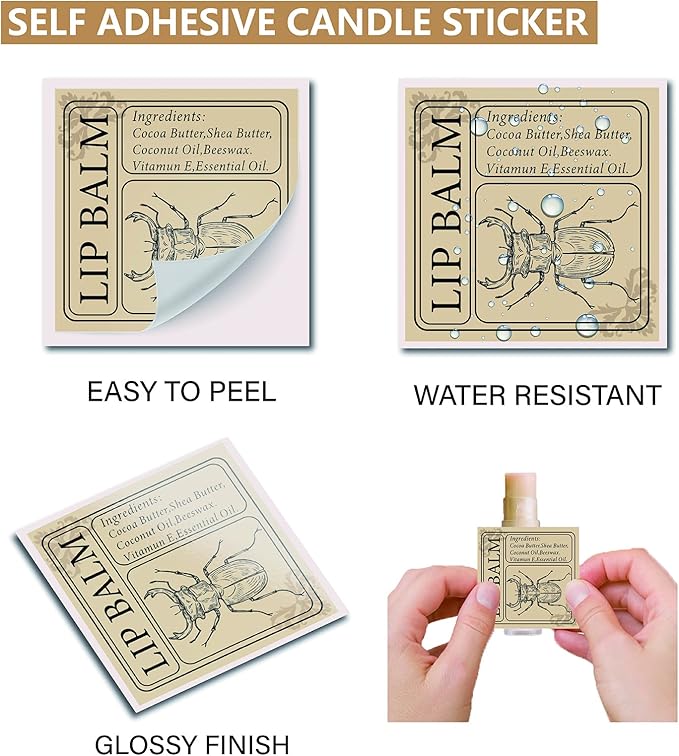CRASPIRE Lip Balm Labels 80pcs Homemade Lip Balm Labels 2” Clear Lip Balm Labels for Tubes Printable Waterproof Lip Balm Stickers Labels for Lip Balm Handcream Candle Container（Insect-Brown）-BrightBean Baby