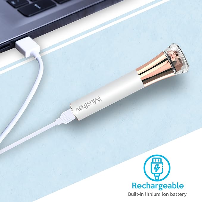 Facial Hair Remover for Women Painless Flawless Electric Razor Epilator Trimmer Shaver with 18K Gold-Plated, 16mm Dual Ring Floating Head, USB Rechargeable, 360° LED for Face Lip Hair Removal-BrightBean Baby