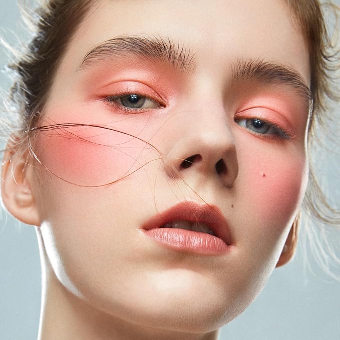 Boobeen Soft Blend Powder Blush for Cheeks, Buildable Color Matte Smooth Blush Palette Compact Blush Powder Makeup, Long-lasting Flush Color, with Mirror and Brush-BrightBean Baby