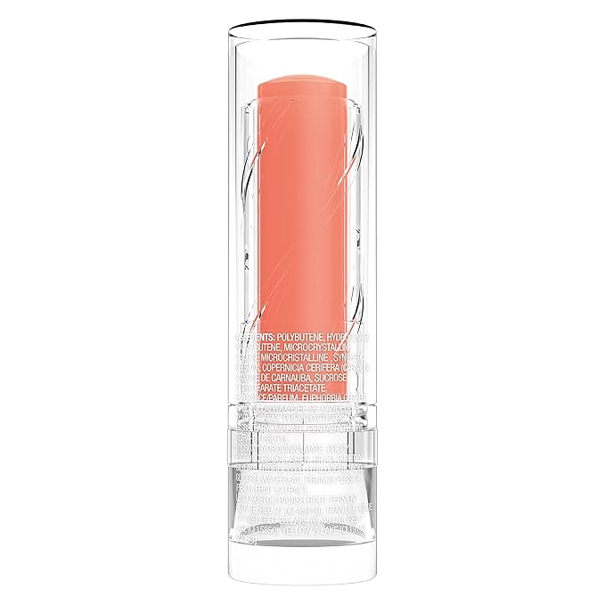 wet n wild Perfect Pout So Pouty Shine Tinted Lip Balm Peach Flavored, Hyaluronic Acid, Vegan Collagen, Moisturizing For Dry Lip Care, Pink-BrightBean Baby