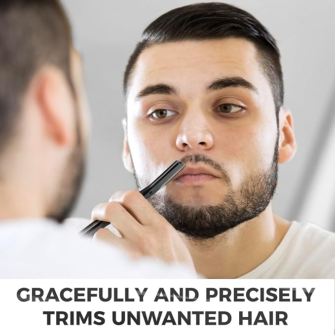 ZOMCHI Dermaplaning Tool for Face with 11 Refill Blades, Dermaplane Razor for Women and Men, Face Razor with Precision Silicone Cover, Eyebrow Razor, Facial Razor, Reusable Metal Handle - Matte Black-BrightBean Baby