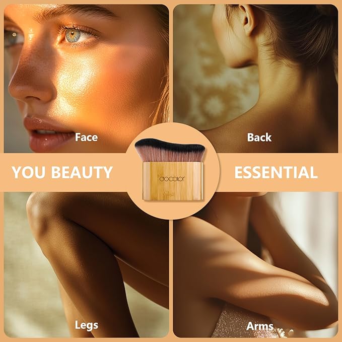 docolor Self Tanner Brush Large Body Makeup Brush, Soft Vegan Tanning Brush no stripes, for Foundation, Self-tanner, Bronzer, Self Tan Back Applicator Body + Face Self-Tan Blending Brush Gift Box-BrightBean Baby