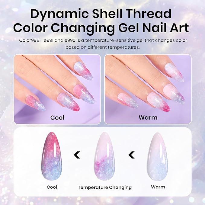 Beetles Pearl Gel Nail Polish Set - Ocean Treasures Gel Polish, 20 Colors Glitter Cat Eye Pink Red Mermaid Swirl Thread Effect Soak off Nail Gel for DIY Manicure Gift for Women-BrightBean Baby