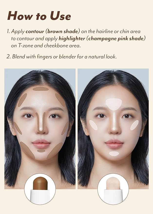 I'M MEME I'm Multi Stick Dual | Two Shade Shading and Highlighting Matte Finish | Suitable for Beginners Portable Size | 001 Contouring-BrightBean Baby