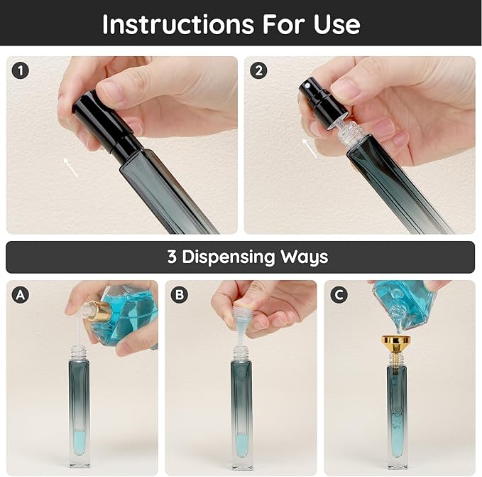 Segbeauty Atomizer Sprayer Set - 2pcs 10ML Refillable Mini Glass Perfume Spray Bottles with Funnel and Pipette, Portable Travel Cologne Sprayer Gradient Green-BrightBean Baby