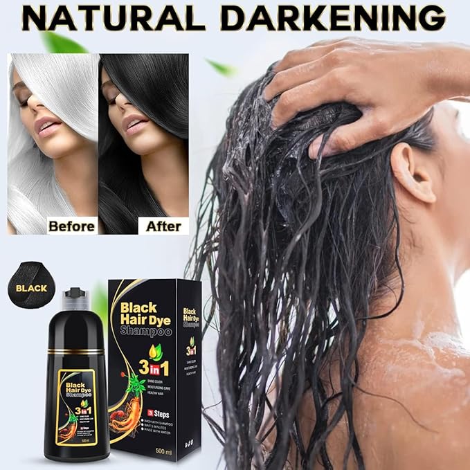 Black Hair Dye Shampoo 3 in 1 for Women/Men for Gray Coverage Instant Hair Color Shampoo Semi Permanent Champu Para Cana-BrightBean Baby