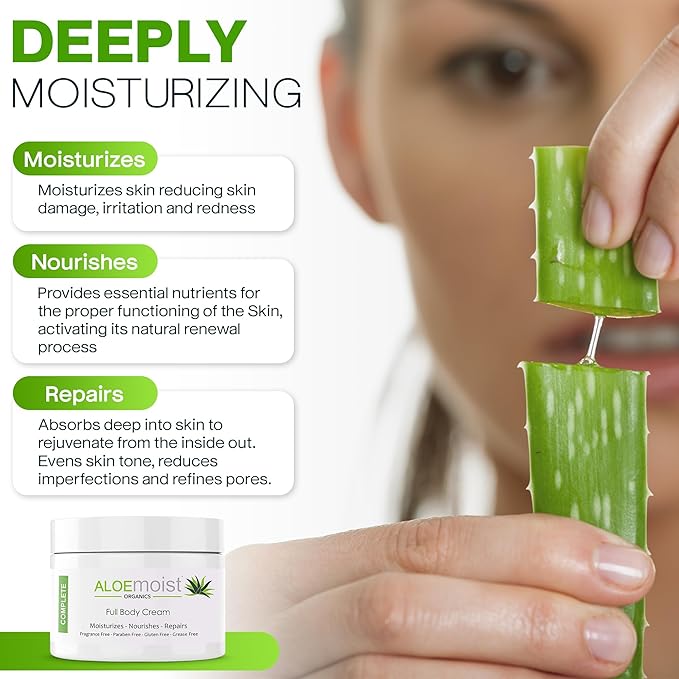 Organic Aloe Vera Lotion - Face & Body Moisturizing Cream with Natural Aloe Vera, Vitamin E Oil, Vitamin C, Retinol Cream, Shea Butter – Anti Aging Face Moisturizer for Women, Dry Skin (8 oz)-BrightBean Baby