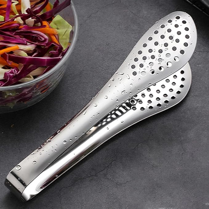 4 PCS Serving Tongs 9 Inch Buffet Tongs Stainless Steel Serving Utensils for Salad Buffet Appetizer Dessert Food Parties, Silver