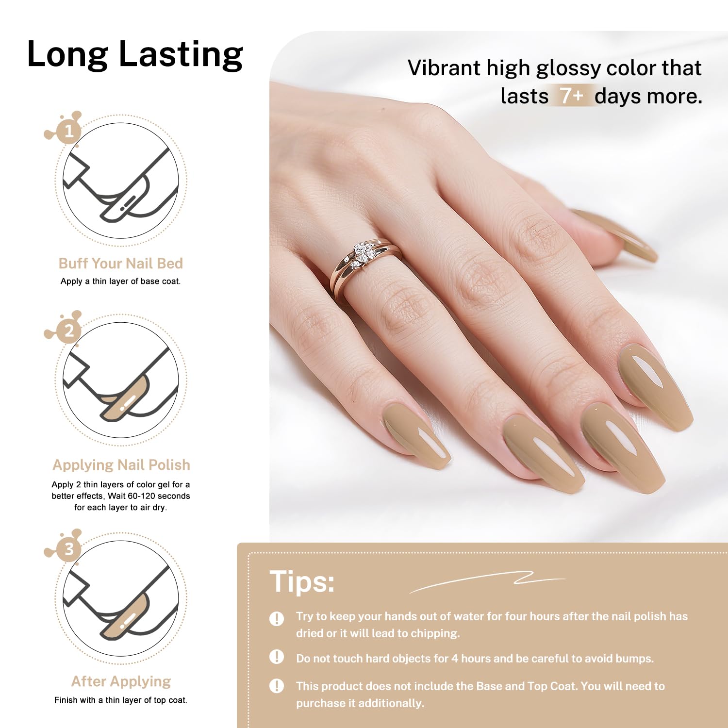 16.5ml Nude Brown Nail Polish Large Volume Quick Drying Nail Polish, Fast Drying and Long Lasting Color Nail Art DIY Home Manicure Gift for Women-BrightBean Baby