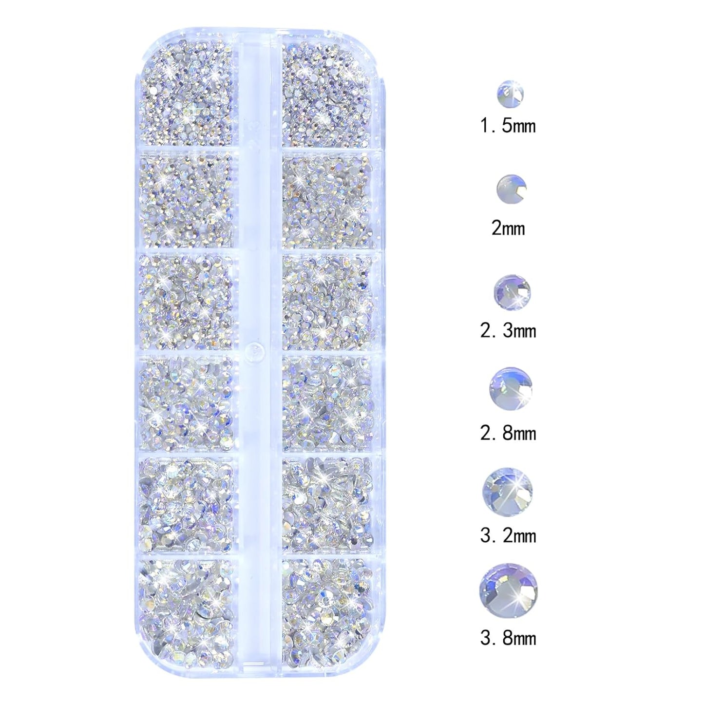 HNUIX Nail Rhinestones - 3D Multi Shape Size, Crystal Blue Moonlight Nail Gems, Flat Back, with Kit, for Nail Art, DIY Decorations-BrightBean Baby