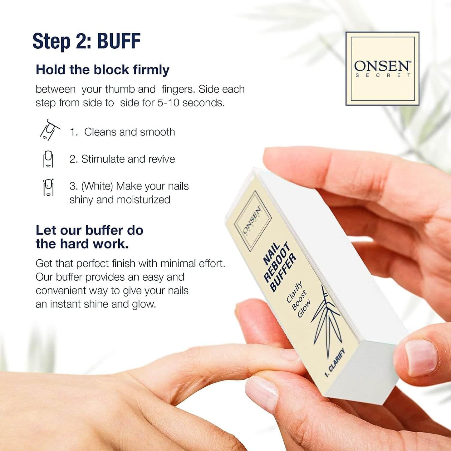 Onsen Secret Nail Care Kit - Japanese Nail Buffer and Shine Kit - Strengthening & Shining - Spa-Quality Manicure - Organic Ingredients - Long-Lasting Shine - Easy & Safe - w/Cuticle Care Serum - 1pk-BrightBean Baby