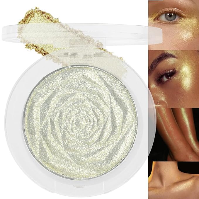 evpct Blonde Gold Face Highlighter Makeup Shimmer Glitter Diamond Sparkly Highlighters Makeup Palette Powder for Face Body Cheek Skin iluminadores iluminador de jos maquillaje luminizers 02-BrightBean Baby