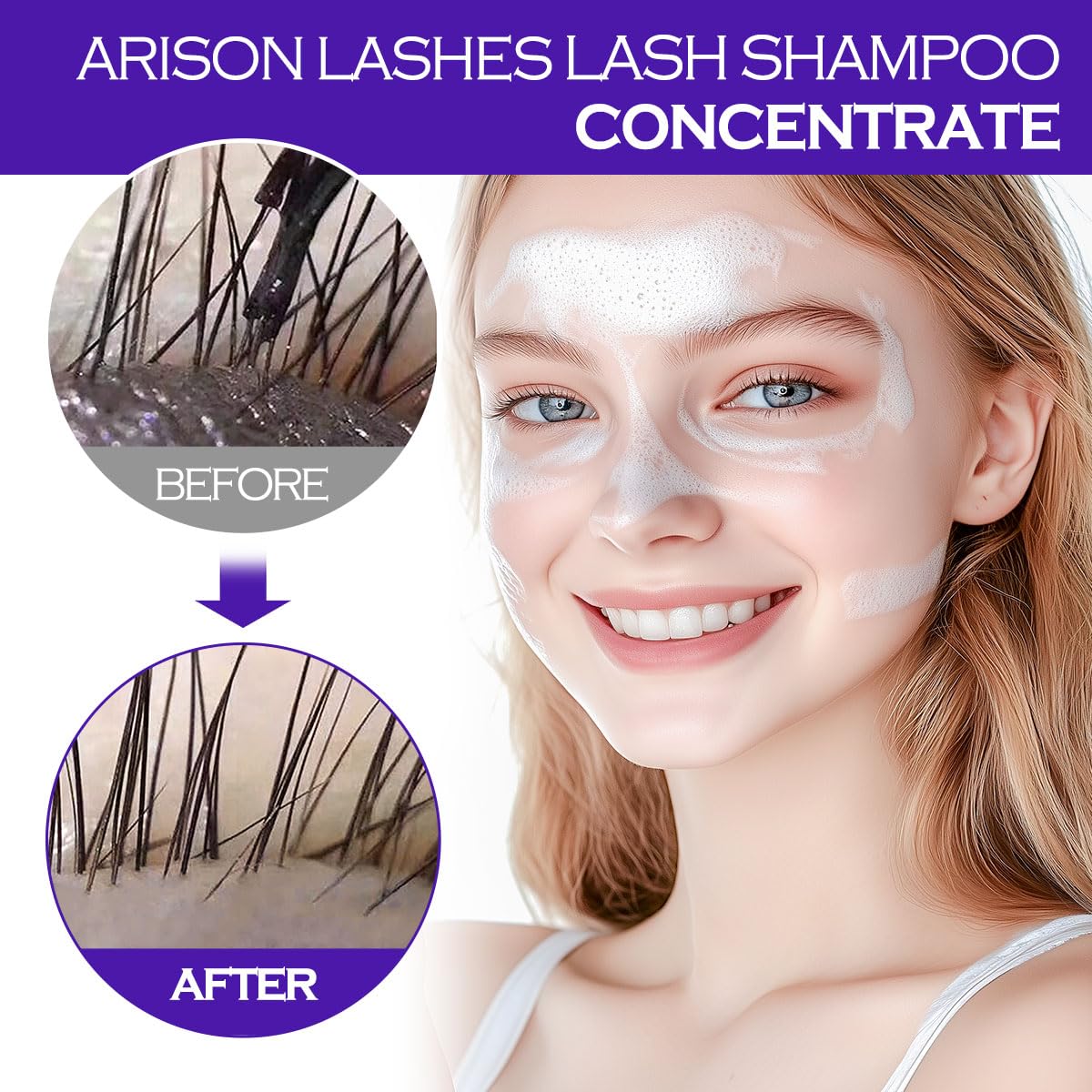 ARISON LASHES Lash Shampoo Concentrate for Lash Extensions 100ML Eyelash Cleanser Concentrate Oil-Free Eyelash Extension Shampoo with Salon Home Care(Lavender)-BrightBean Baby