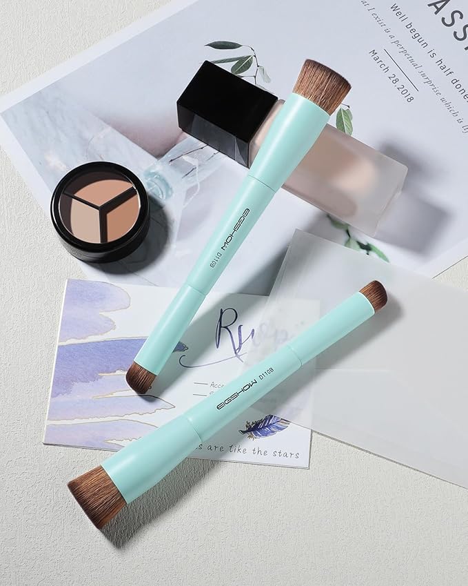EIGSHOW Foundation and Concealer Brush, Dual Ended Makeup Brush For Flawless Foundation Coverage, Under Eye Concealer, Vegan & Cruelty-free (D110B)-BrightBean Baby