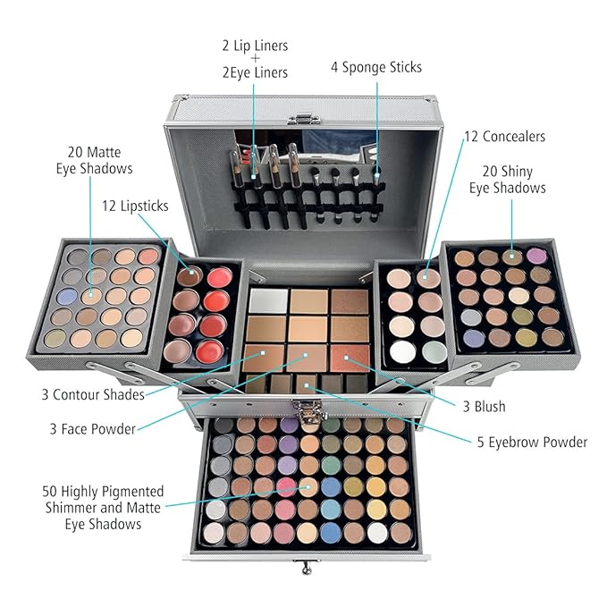 VERONNI 132 Colors All In One Makeup Palette For Women, Eyeshadow Makeup Palette Set, Professional Full Eye Makeup Kit Lipstick Concealer Contour Face Makeup Cosmetics Kit (132 colors)-BrightBean Baby