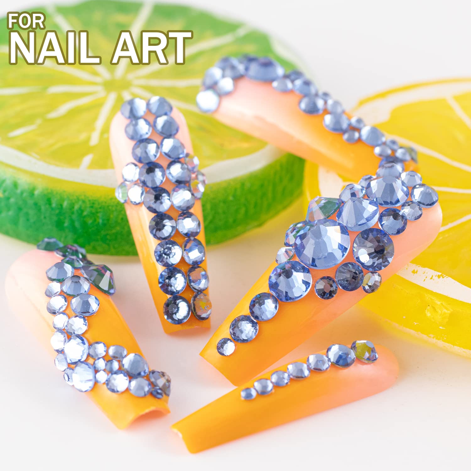 One Pack 2000 Pcs of Flatback Round Sky Blue Rhinestones 6 Sizes (1.5-6 mm) with Nail Art Rhinestone Picker Pencil and Tweezer for DIY and Salon Use-BrightBean Baby