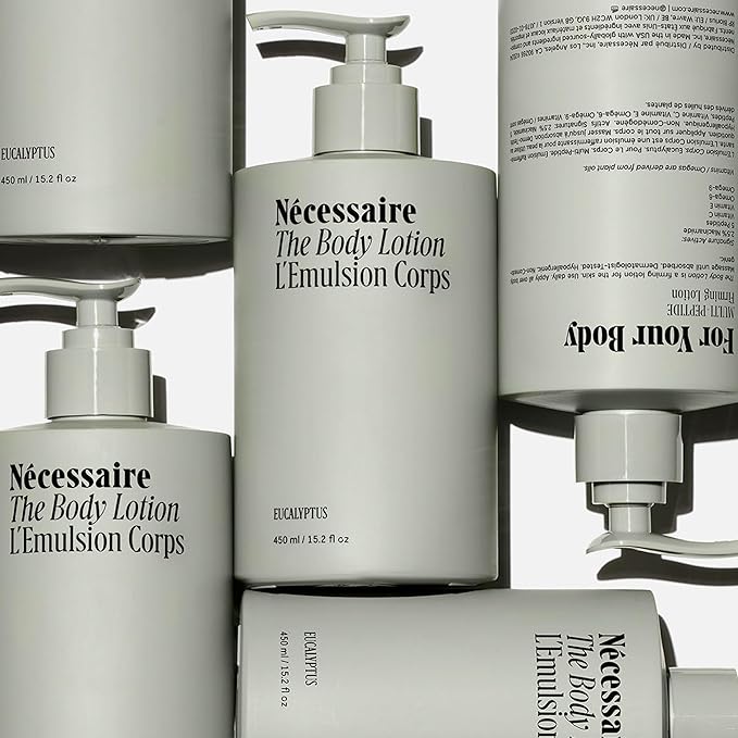 Nécessaire The Body Lotion with Pump. Eucalpytus. Multi-Peptide Firming Lotion to Moisturize, Firm, Strengthen. 2.5% Niacinamide, Vitamin C/E + Omega 6/9. 450ml / 15.2 fl oz-BrightBean Baby