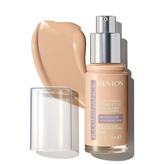 Revlon Illuminance Skin-Caring Liquid Foundation, Hyaluronic Acid, Hydrating and Nourishing Formula with Medium Coverage, 209 Buff Beige (Pack of 1)-BrightBean Baby
