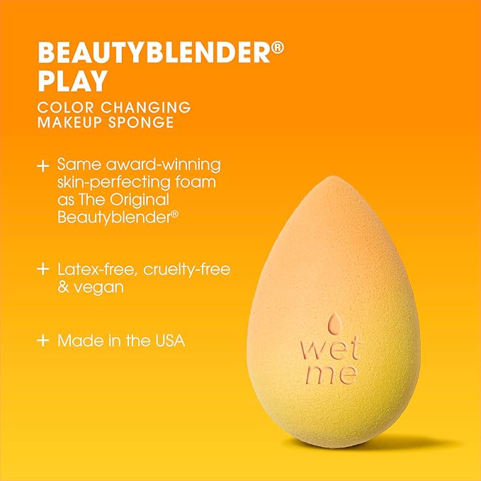 Beautyblender® | Beam Color Changing Beauty Blender Makeup Sponge, Super-Soft Foam Easily Blends Foundations & Creams, Made in USA, Reusable, Washable, Streak Free Application, Heat Activated-BrightBean Baby