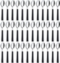 Pleafind 36Pcs Dessert Spoons Set (7.4 inches), Stainless Steel Mirror Polished Spoon with Black Frosted Handle, Spoons Silverware for Home, Kitchen, Restaurant, Dishwasher Safe