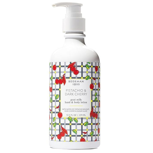 Beekman 1802 Pistachio & Dark Cherry Goat Milk Body Lotion- Scented - 12.5 oz - Hydrating & Deeply Moisturizing - With Shea Butter & Jojoba Seed Oil - Good for Sensitive Skin - Cruelty Free-BrightBean Baby