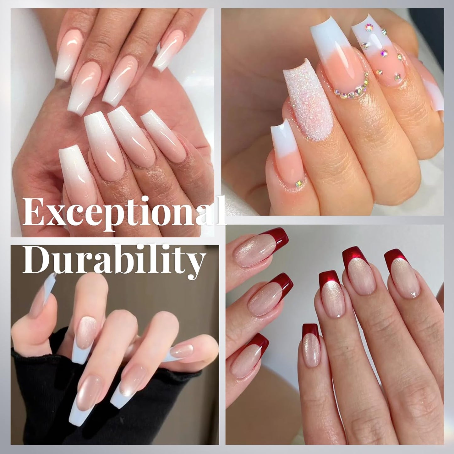 krofaue 100PCS Clear False Nails Tips and Nail Gule Kit, Half Cover Lady French Style Acrylic Artificial Tips 3Pcs Nail Glue for Nail Extension kit Nail Tips Art Salons and Home DIY-BrightBean Baby