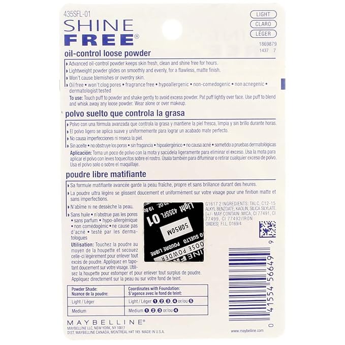 Maybelline New York Shine Free Oil Control Loose Powder, Light [210] 0.7 oz (Pack of 2)-BrightBean Baby