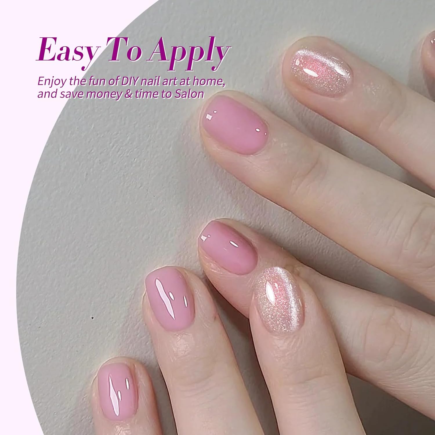 BORN PRETTY Jelly Purple Gel Nail Polish Transparent Sheer Pink Grape Purple Shimmer Glitter Jelly Gel Polsih Nail Art Manicure DIY at Home 6PCS-BrightBean Baby