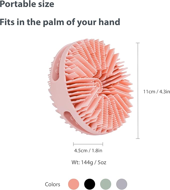 2 PC Silicone Exfoliating Body Scrubber, Silicone Body Shampoo Brush, Soft Silicone Loofah for Sensitive Skin, Shower Silicone Hair Scalp Massager, Easy to Clean, Lather Well(Pink&Black)-BrightBean Baby