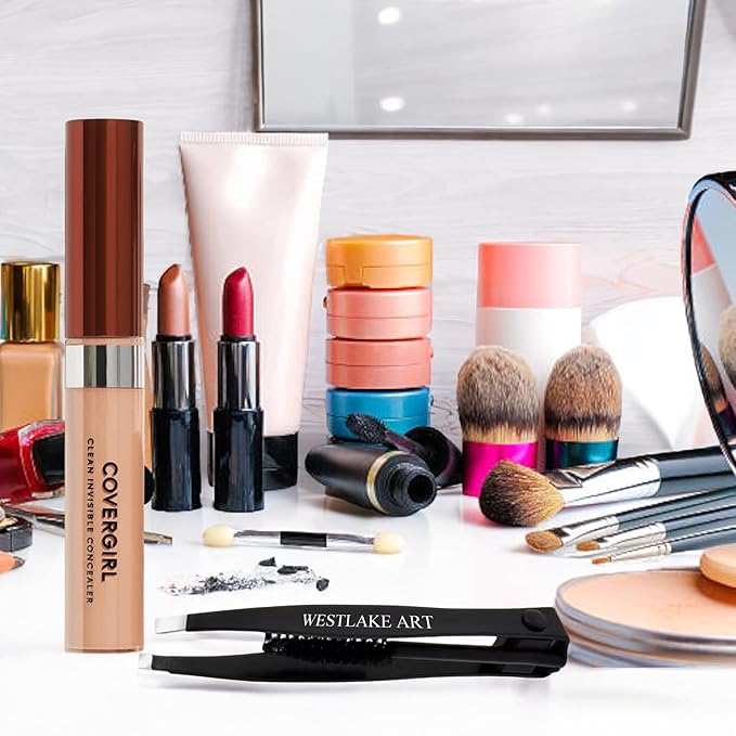 Invisible Lightweight Concealer, 0.32 Oz, Lightweight, Buildable Coverage For Flawless Complexion, Medium Concealer Bundle With Eyebrow Tweezers, Long-Lasting Wear, [Pack Of 1]-BrightBean Baby