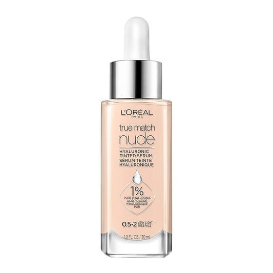 L'Oreal Paris True Match Nude Hyaluronic Tinted Serum Foundation with 1% Hyaluronic acid, Very Light 0.5-2, 1 fl. oz.-BrightBean Baby