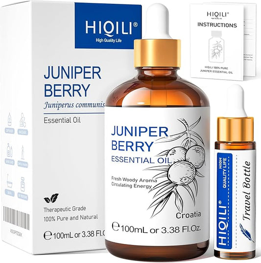 HIQILI 100ML Juniper Berry Essential Oil,100% Pure Natural Undiluted Premium - 3.38 Fl Oz-BrightBean Baby