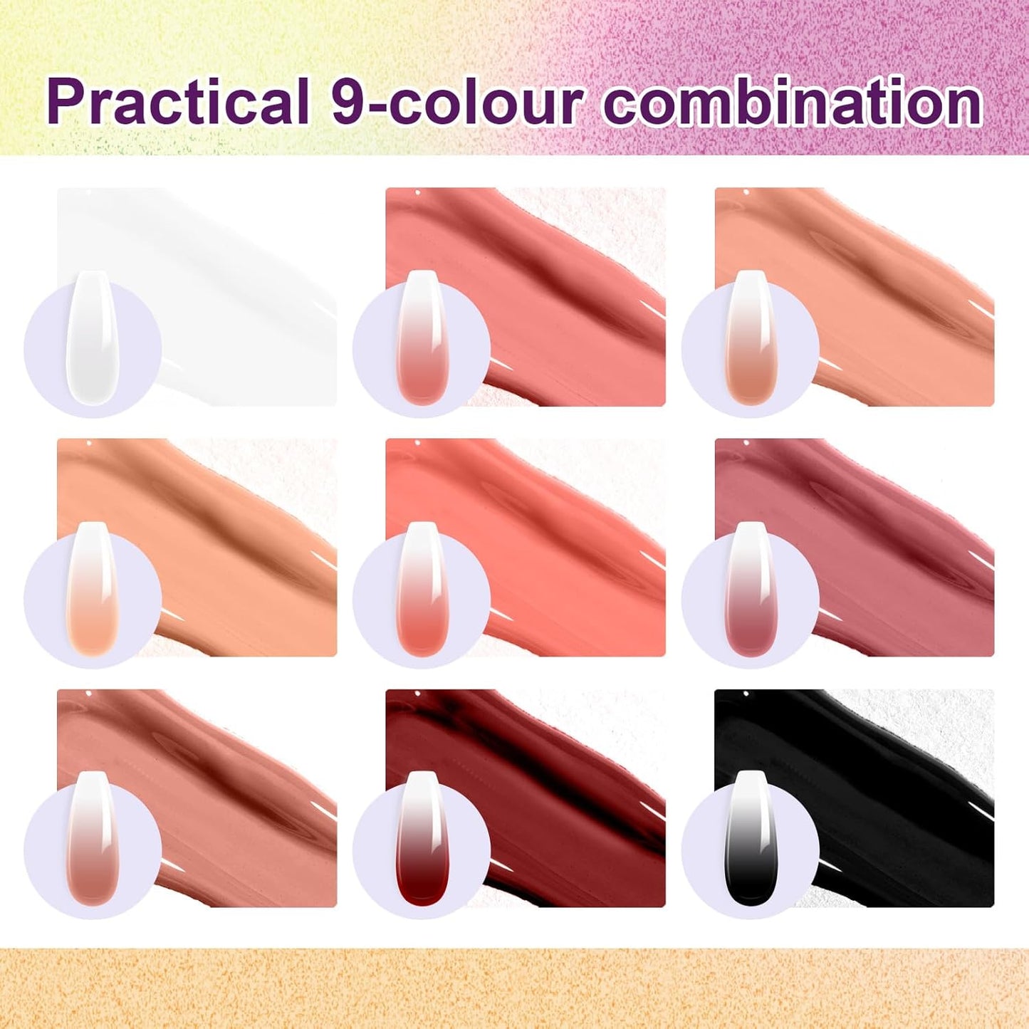 Gradient Painting Gel, 9 Colors Ombre Gel Nail Polish Nude Pink for Pigment Pat Aura Nails, French Manicure Long Lasting Home Salon DIY Nail Art Terracotta Blush（01）-BrightBean Baby