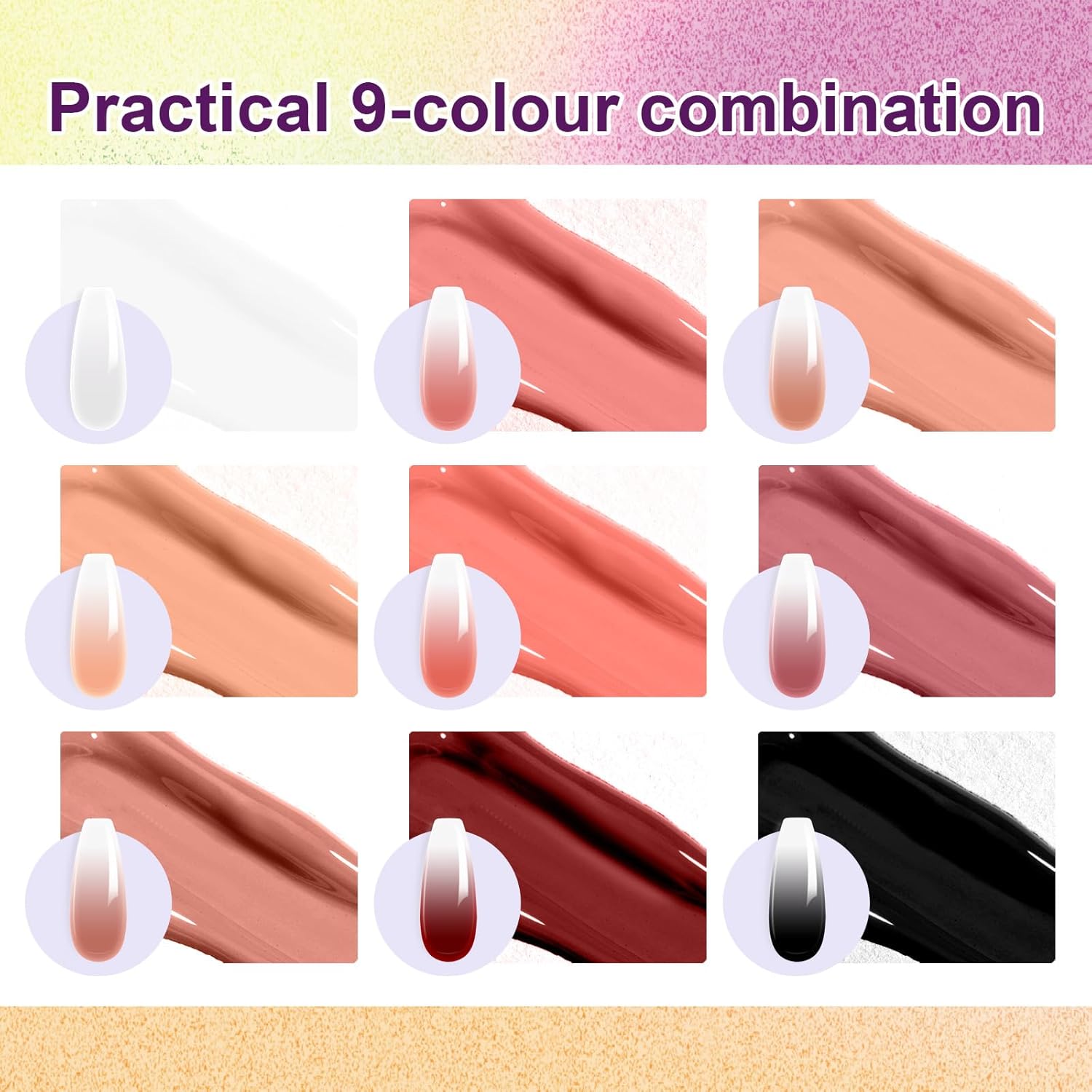 Gradient Painting Gel, 9 Colors Ombre Gel Nail Polish Nude Pink for Pigment Pat Nails Aura Nails French Manicure Long Lasting Home Salon DIY Nail Art Terracotta Blush-BrightBean Baby