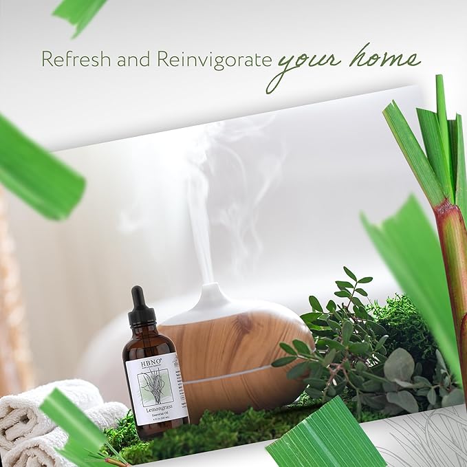 HBNO California Bottled Lemongrass Essential Oil 4 fl oz (120ml) - Natural Lemongrass Oil, Perfect for Cleaning, Aromatherapy, DIY, Soap & Diffuser -BrightBean Baby