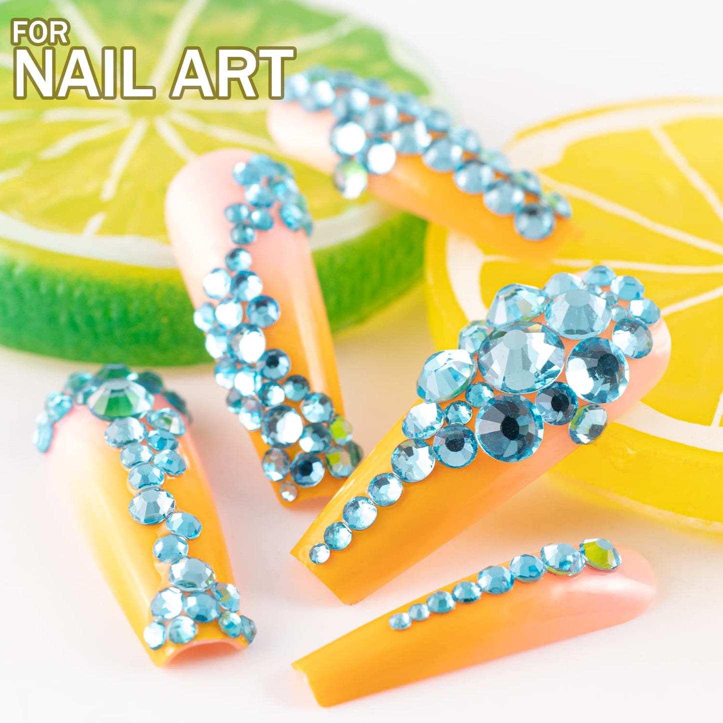 One Pack 2000 Pcs of Flatback Round Lake Blue Rhinestones 6 Sizes (1.5-6 mm) with Nail Art Rhinestone Picker Pencil and Tweezers for DIY and Salon Use-BrightBean Baby