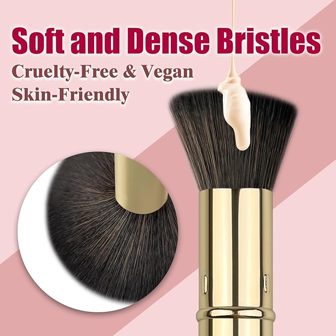 Retractable Kabuki Brush, Travel Powder Foundation Makeup Brush Face Blush Brushes for Liquid, Cream and Powder Face Makeup, Travel Size Makeup Brush-BrightBean Baby